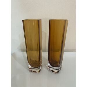 Murano Style Set Of Amber Vases